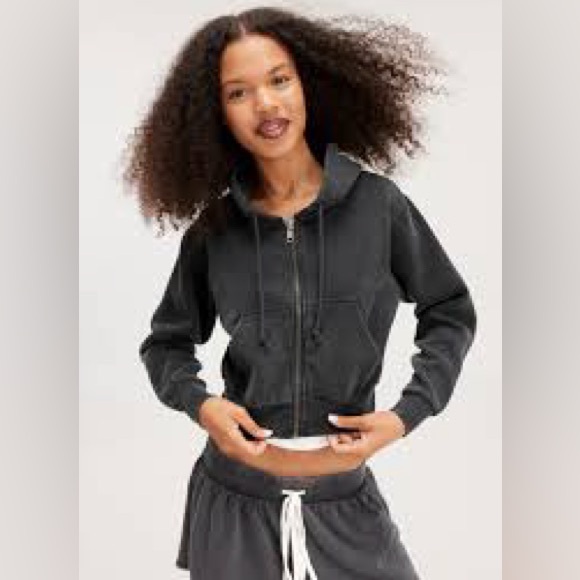 Women's Black Light Acid Wash Comfortable Zip-Up Hoodie - Picture 1 of 8